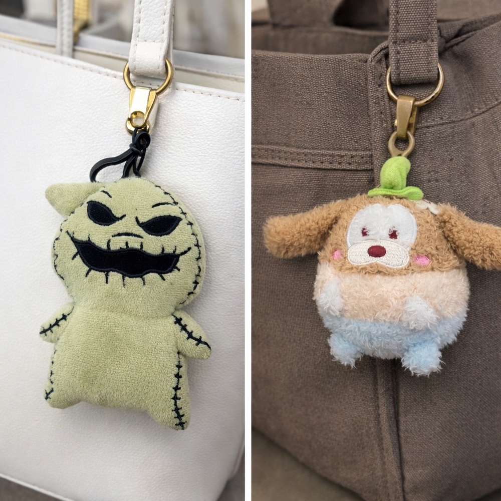 Disney x Miniso Ufufy Goofy Dog + Disney Oogie Boogie Plush Keychains Bundle